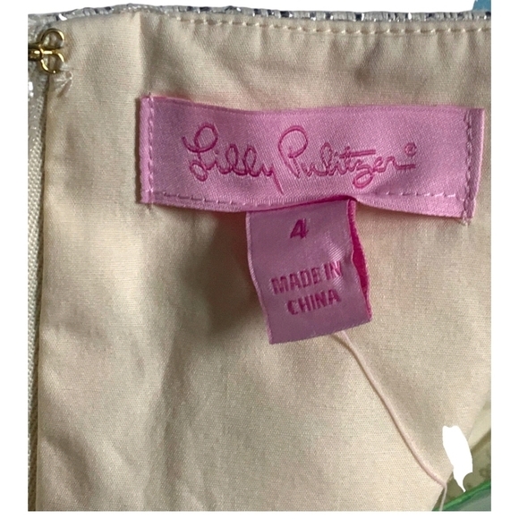 Lilly Pulitzer Dress Remi Strapless Bayview Stripe Blue Cream Metallic Size 4 - Picture 4 of 12